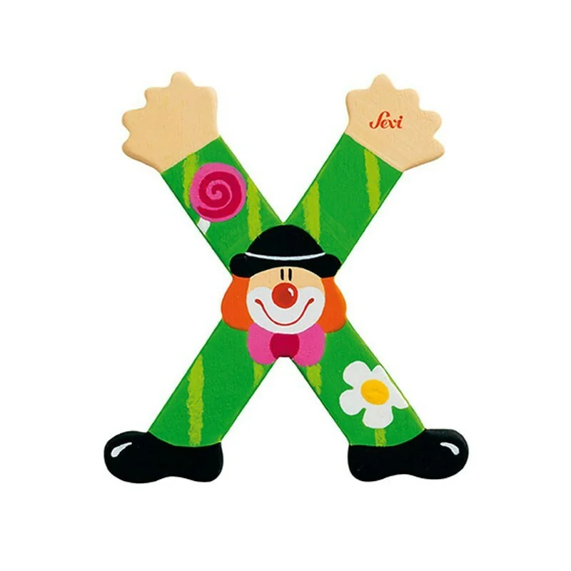 Sevi písmenko X – klaun, drevené, 10 cm