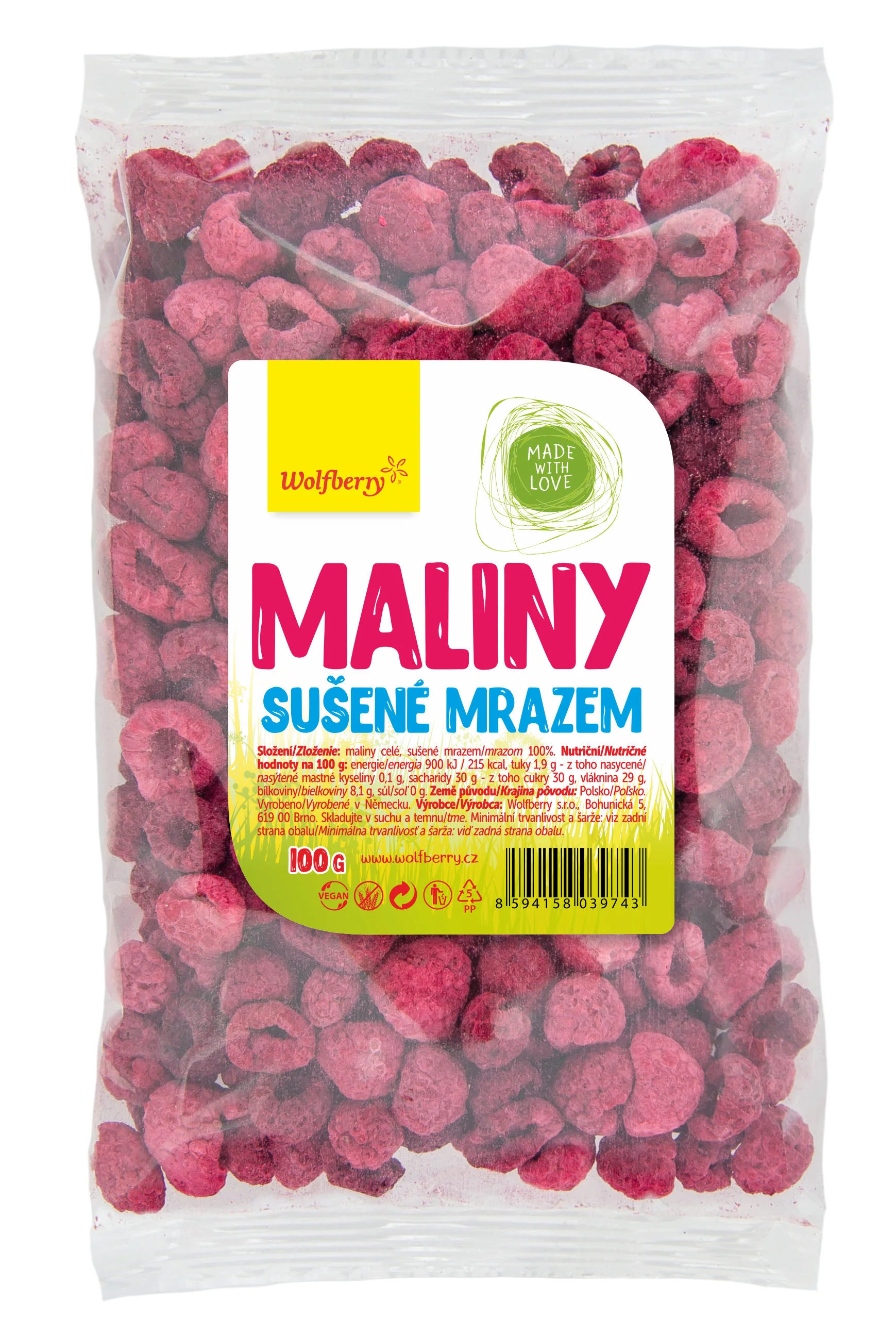 Wolfberry Maliny sušené mrazom 100 g
