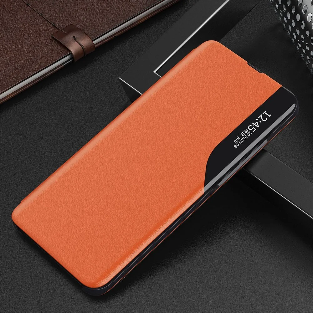 MG Eco Leather View knižkové puzdro na Xiaomi Redmi K40 / Poco F3 oranžové