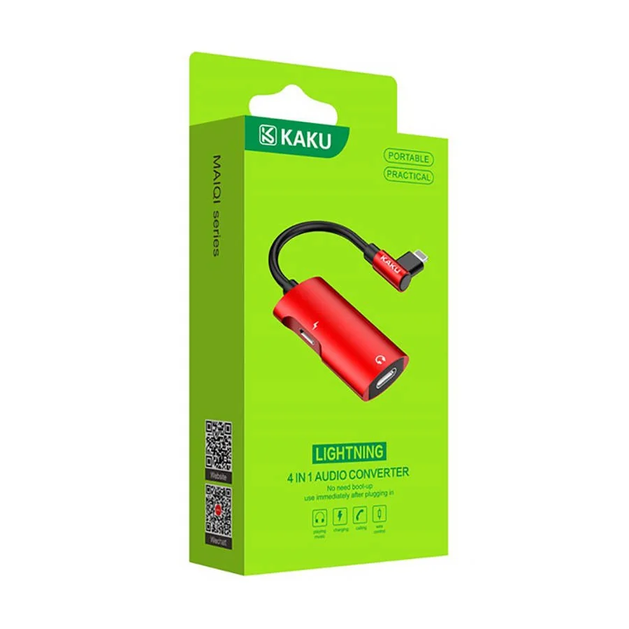 KAKU KSC-377 4in1 adaptér lightning / 3.5mm mini jack, červený