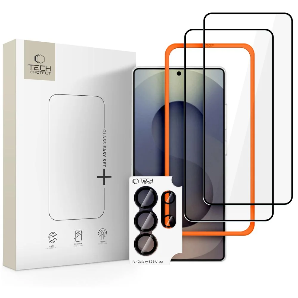 Tech-Protect Easy Set 3x ochranné sklo na Samsung Galaxy S26 Ultra, čierne erne