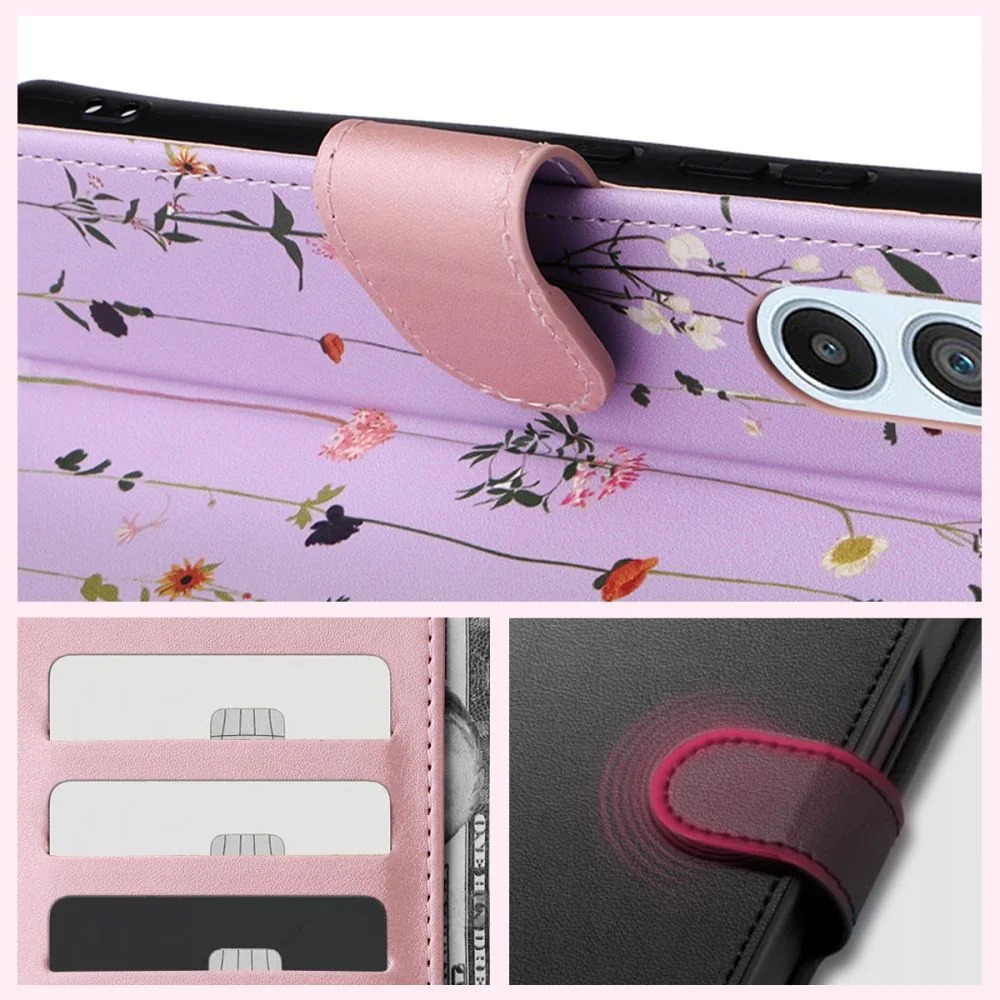 Tech-Protect Wallet knižkové puzdro na Samsung Galaxy A14 4G / 5G, garden violet den violet
