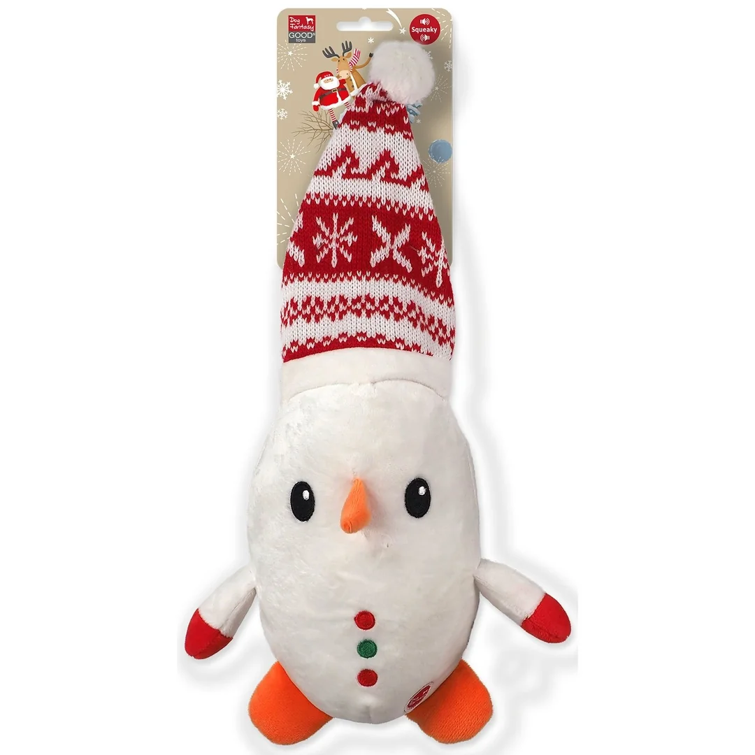 Hračka Dog Fantasy Winter Tale snehuliak s čapicou, pískací 40cm
