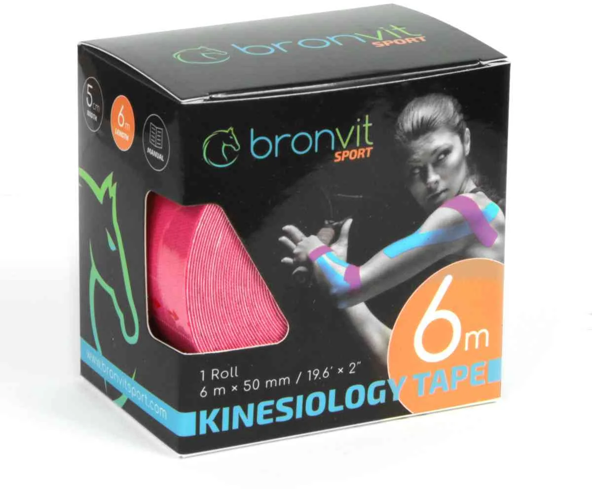 BronVit Sport Kinesio Tape classic rúžová 5cmx6m 1×1 ks, kinesio tape