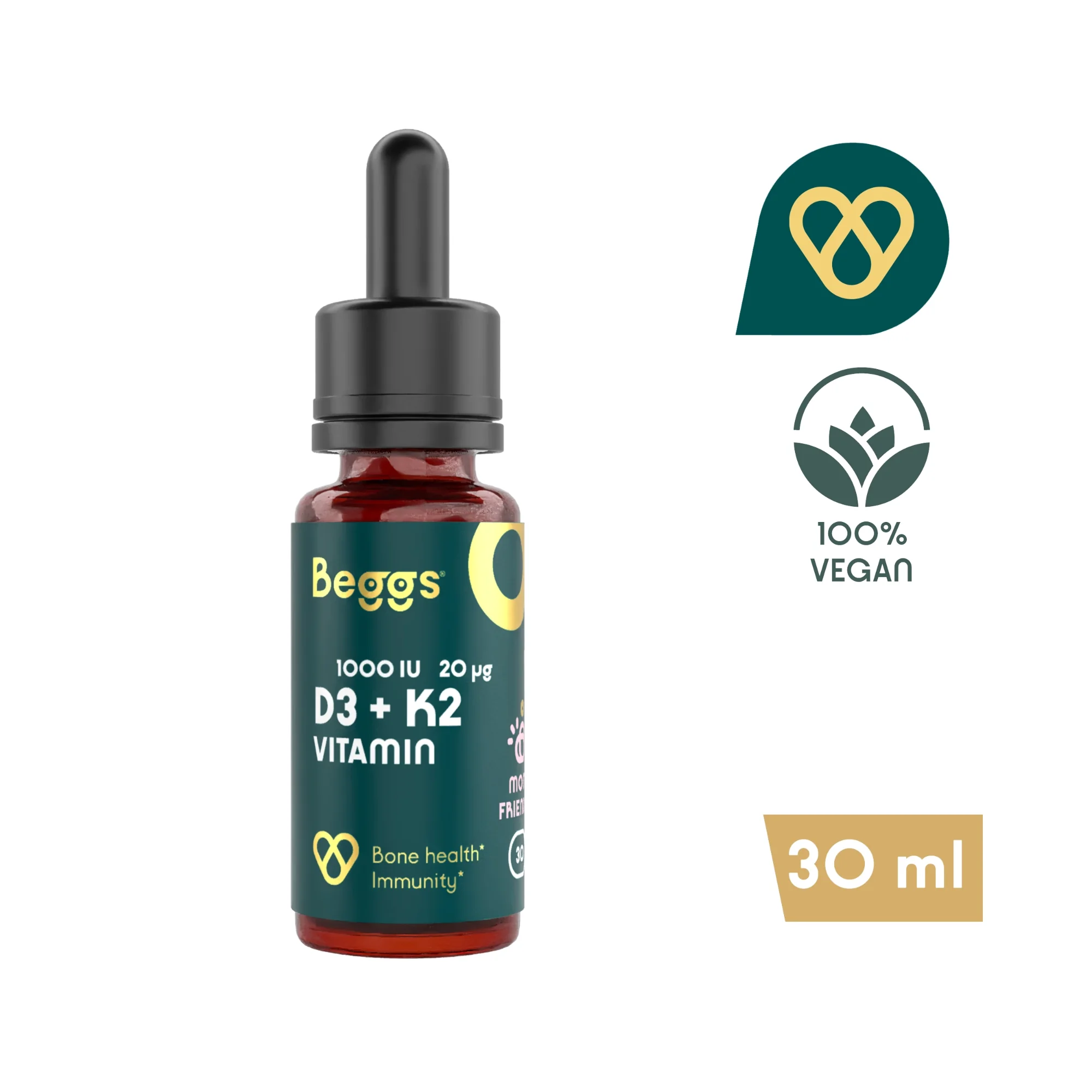 Beggs Vitamin D3 1000 IU + K2 20 μg 30 ml