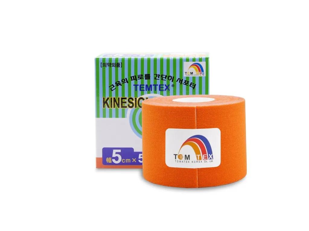 Temtex kinesio tape Classic, oranžová tejpovacia páska 5cm x 5m 1×1 ks, tejpovacia páska