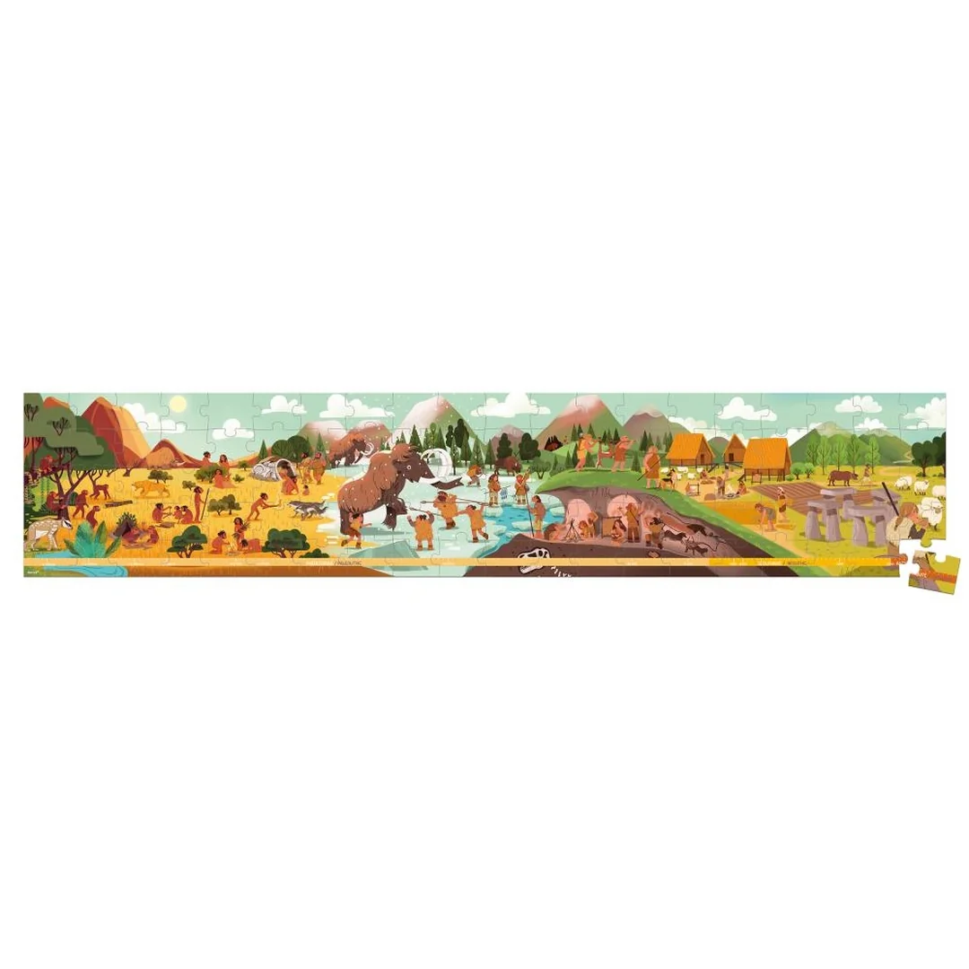 Janod Panoramatické Prehistorické puzzle v kufríku 100 ks