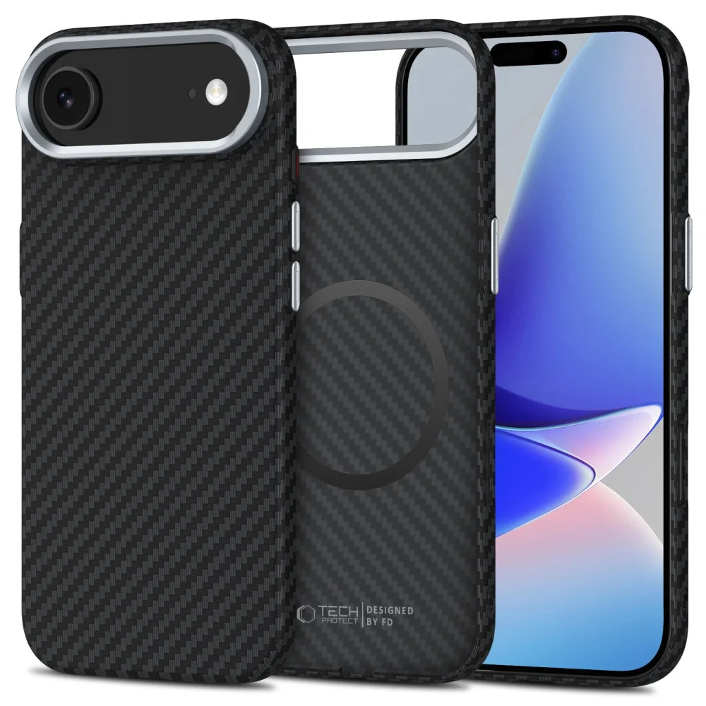 Tech-Protect Ion Carbon MagSafe kryt na iPhone 17 Air, čierny/strieborný ný