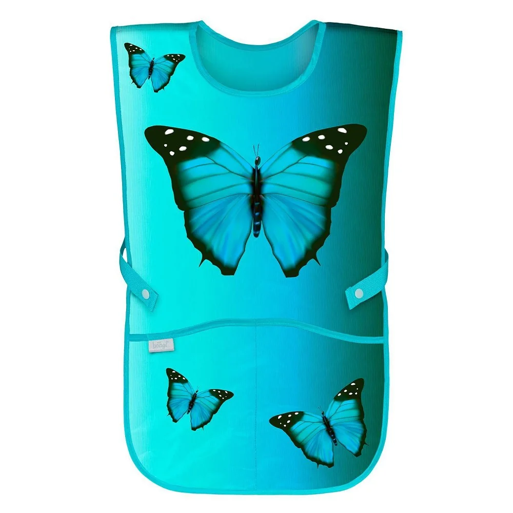 Detská zástera s motýľmi Butterfly GRS Recyklovaná, modrá