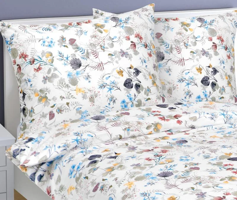 Obliečky bavlna 90/526 modré kvety 140x220, 70x90 1×1 ks, obliečky