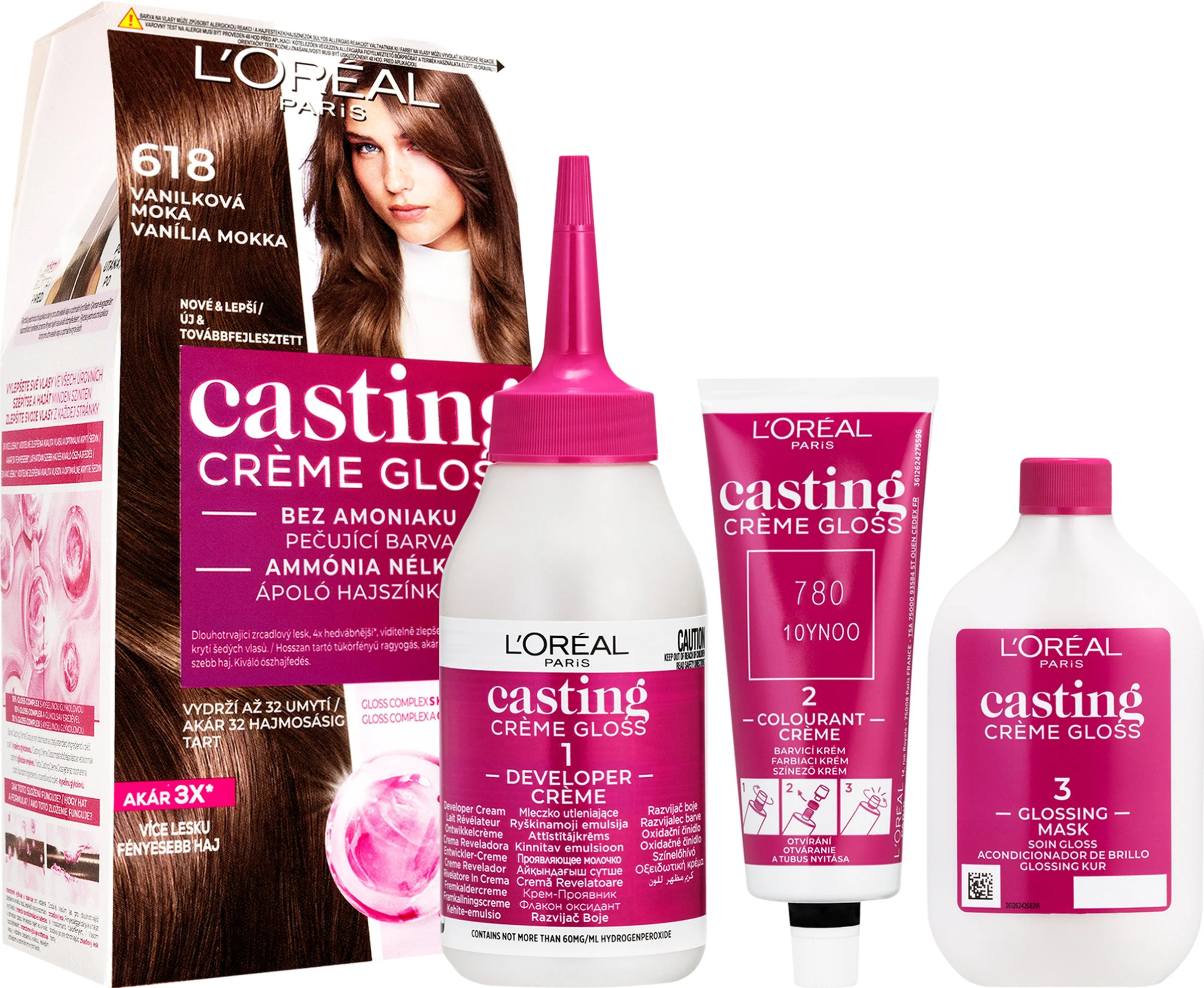 L'Oréal Paris Casting Crème Gloss semipermanentná farba na vlasy 618 vanilková mocca 1×180 ml, farba na vlasy