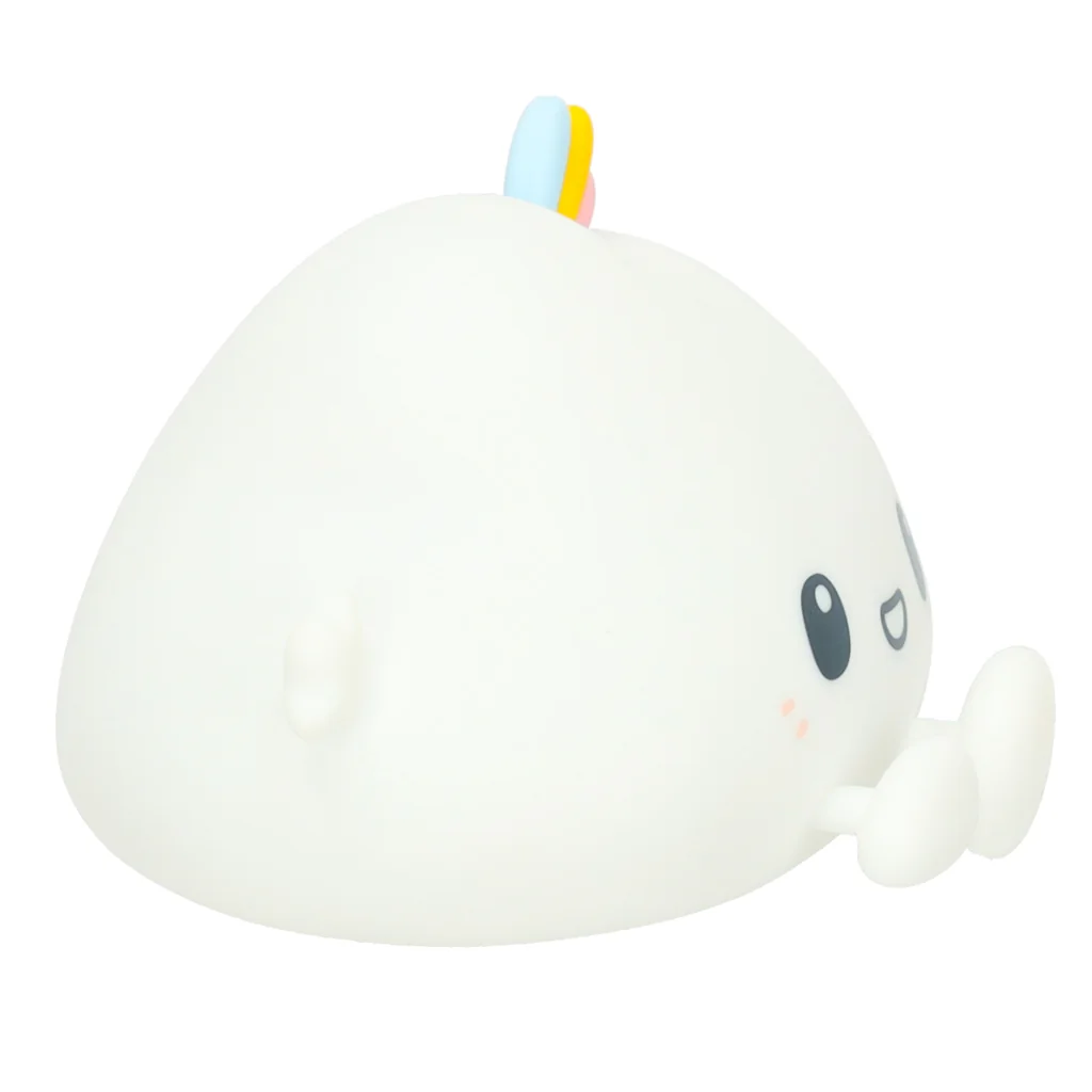 Silikónová nočná lampa pre deti – obláčik, biela, RGB