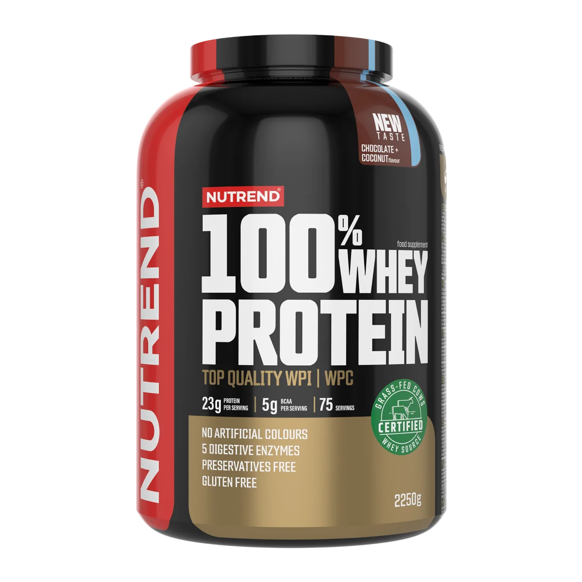 Nutrend 100% WHEY PROTEIN, čokoláda + kokos 1×2250 g, proteín