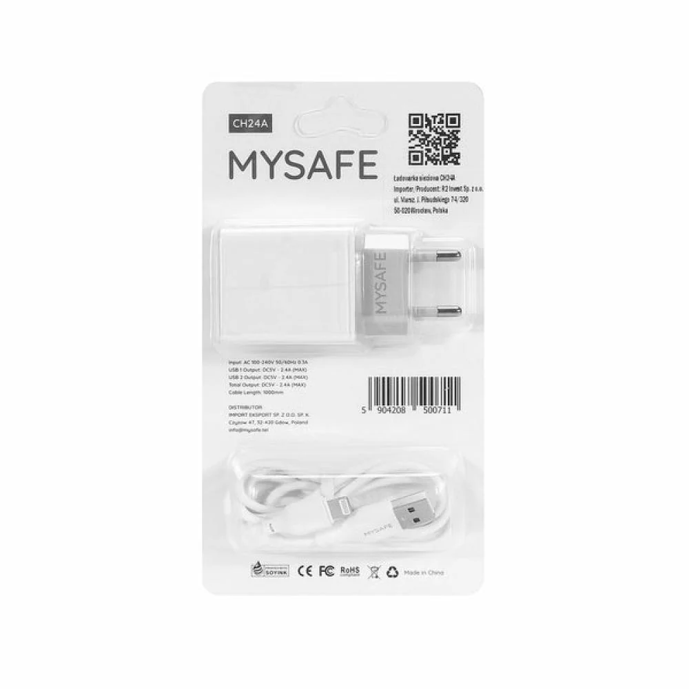 Nabíjačka MySafe - CH23A - 1m - Biela