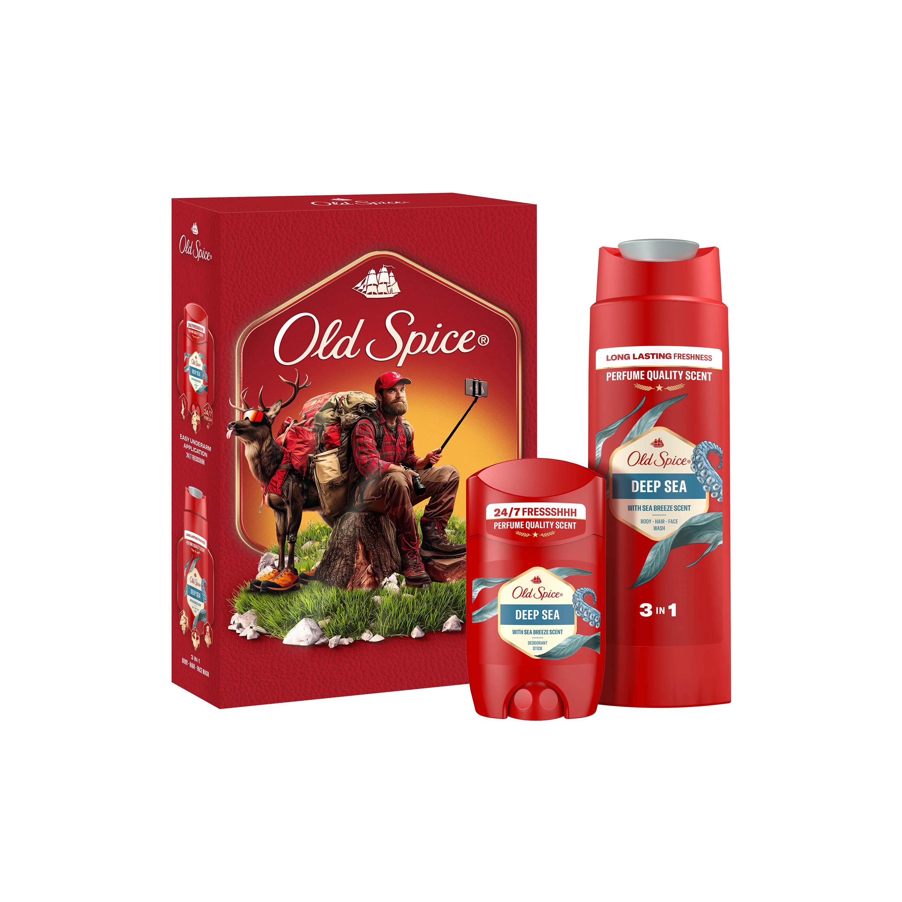 Xmass set Old Spice Deep Sea Outdoor Explorer s tuhým dezodorantom 50ml a sprchovým gélom 250ml 1 set