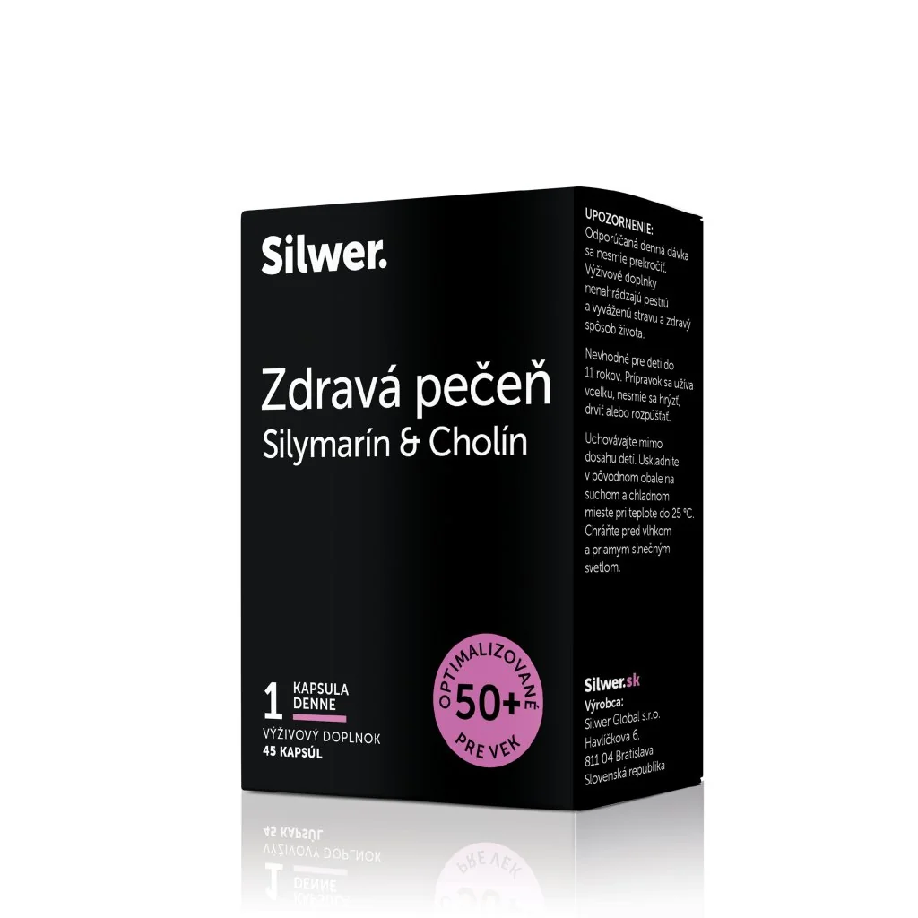 Silwer Zdravá pečeň Silymarín & Cholín 45 kapsúl. Ochrana pečene, detoxikácia, regenerácia.