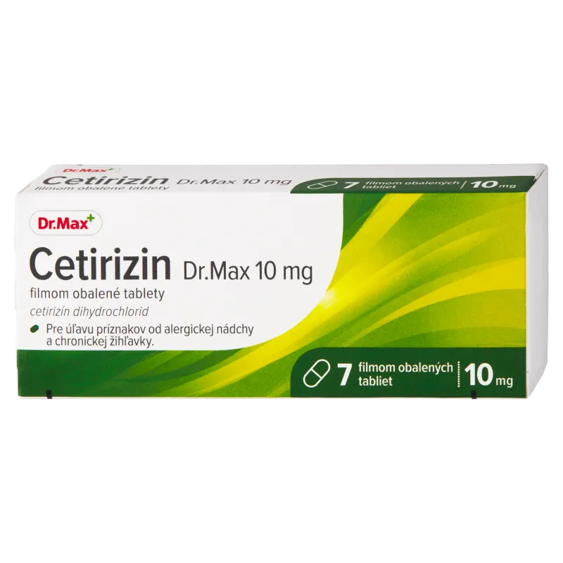 Cetirizin Dr. Max 10 mg 1×7 tbl, pre úľavu od alergickej nádchy a chronickej žihľavky