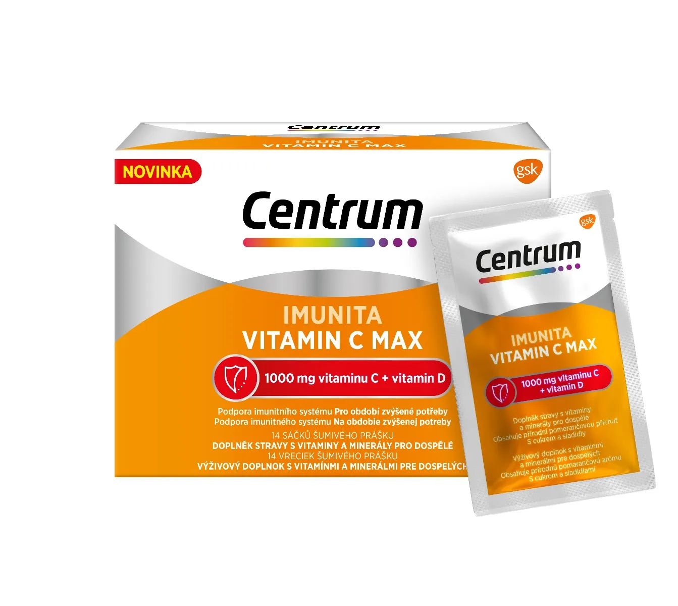 Centrum Imunita Vitamín C MAX (1000 mg) + vitamín D 1x14 ks, šumivý prášok na prípravu nápoja na posilnenie imunity
