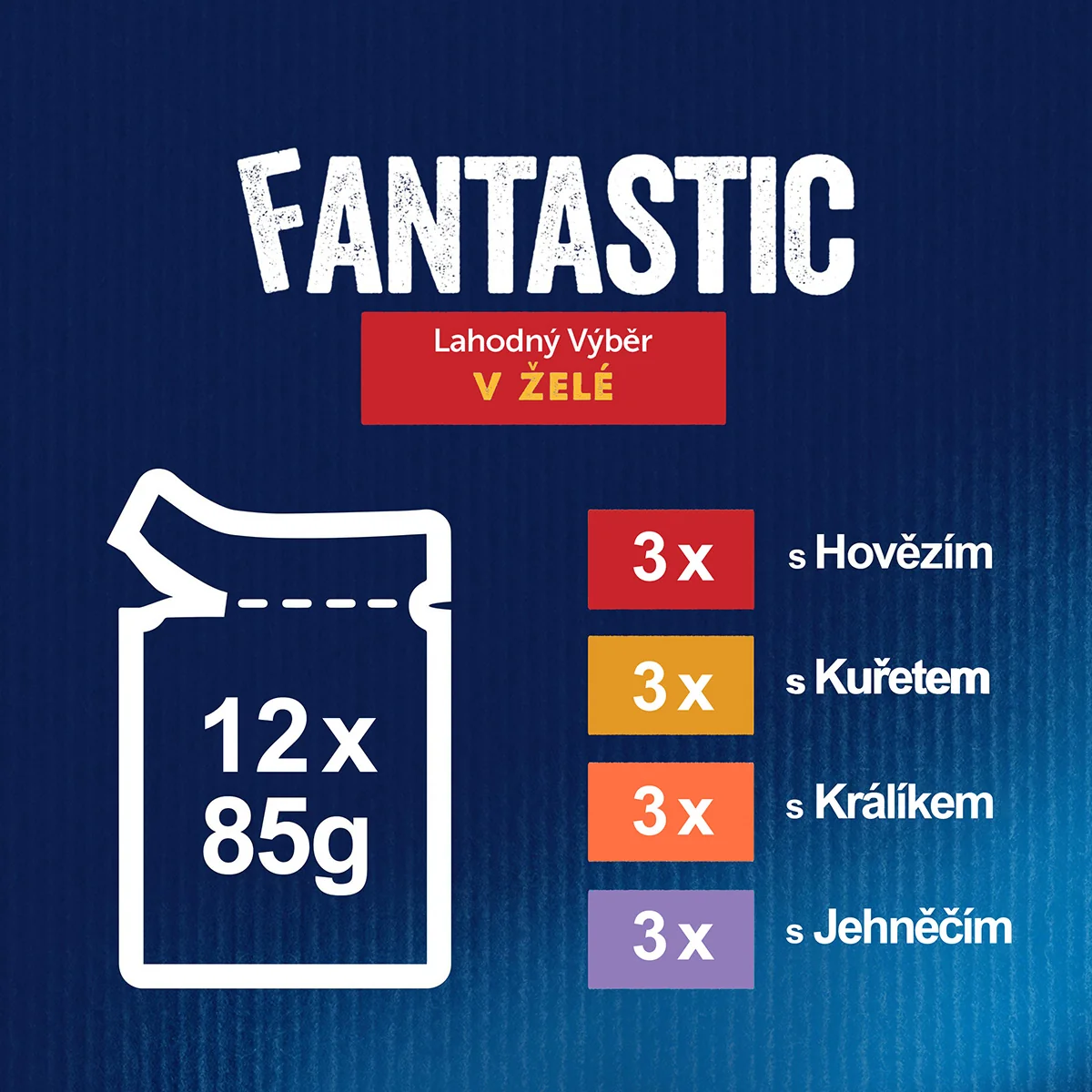 Felix Fantastic kapsičky pre mačky kura, hovädzie, králik, jahňacie v želé 12×85 g 12×85 g, kapsičky pre mačky