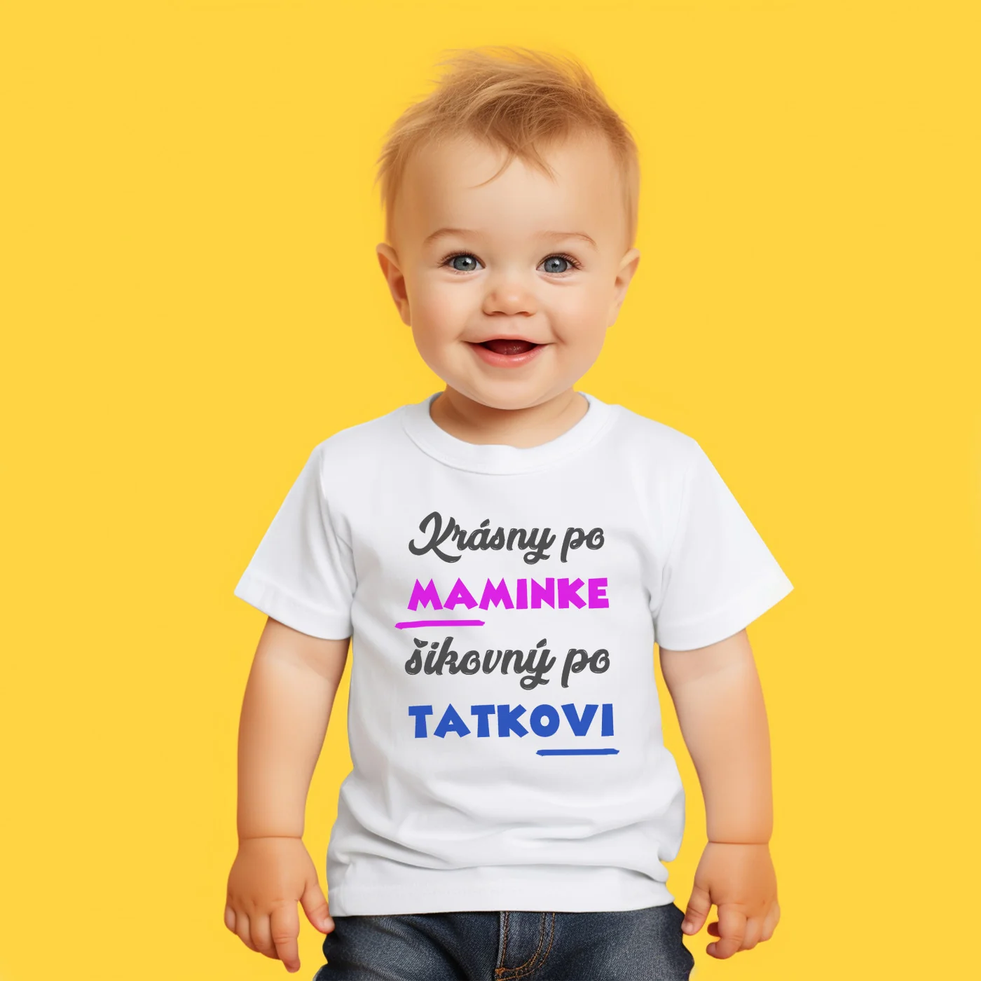 Boodyy Tričko s krátkym rukávom Krásny po maminke, šikovný po tatkovi Veľkosť: 116