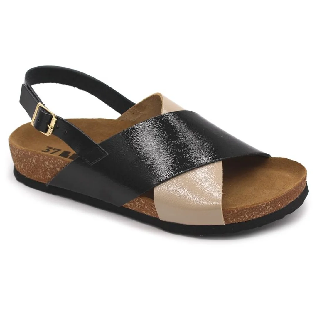 Leon 4302 Dámske zdravotné korkové sandále 40 - 25,5cm, čierna, 2,0 cm