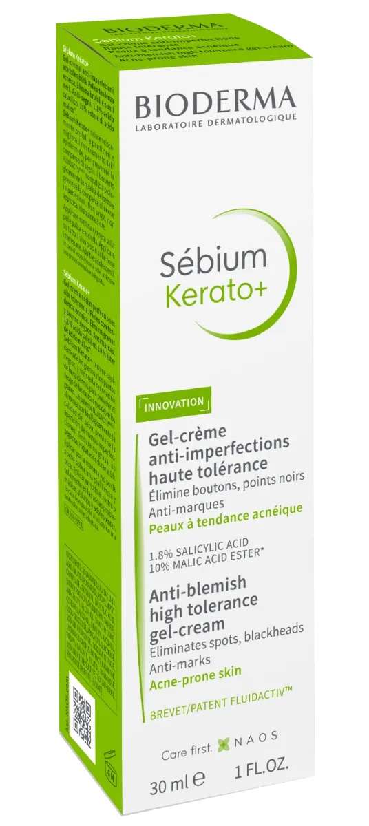 BIODERMA Sébium Kerato+ 1×30 ml, gél-krém proti nedokonalostiam s vysokou toleranciou
