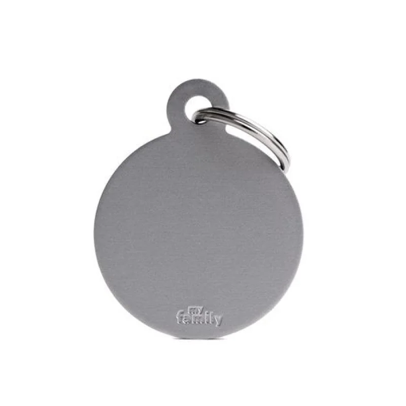 MF BIG ROUND ALUMINUM GREY 3,93x3,17 cm gravírovateľný prívesok