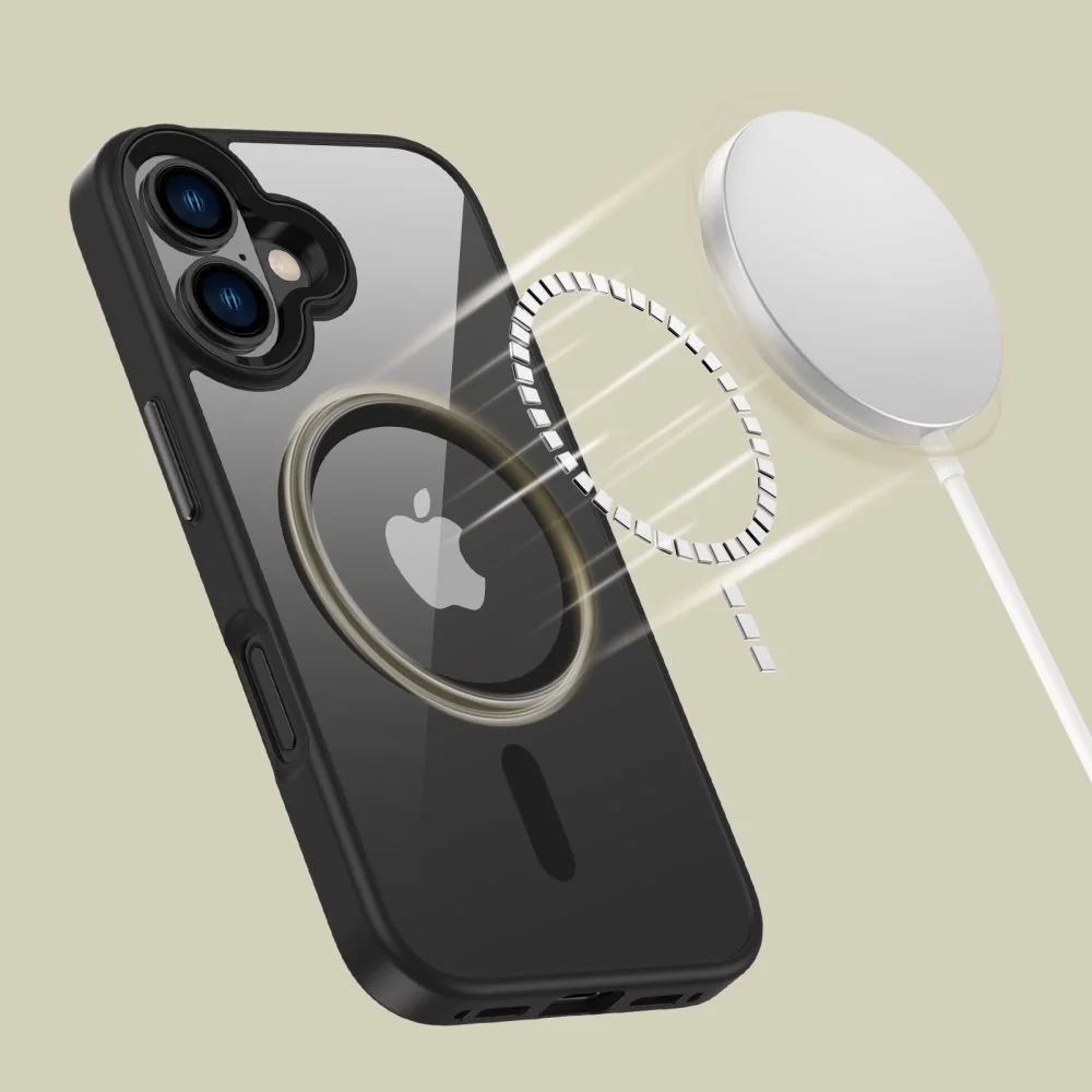 Tech-Protect Magmat MagSafe kryt na iPhone 16, čierny/priesvitný