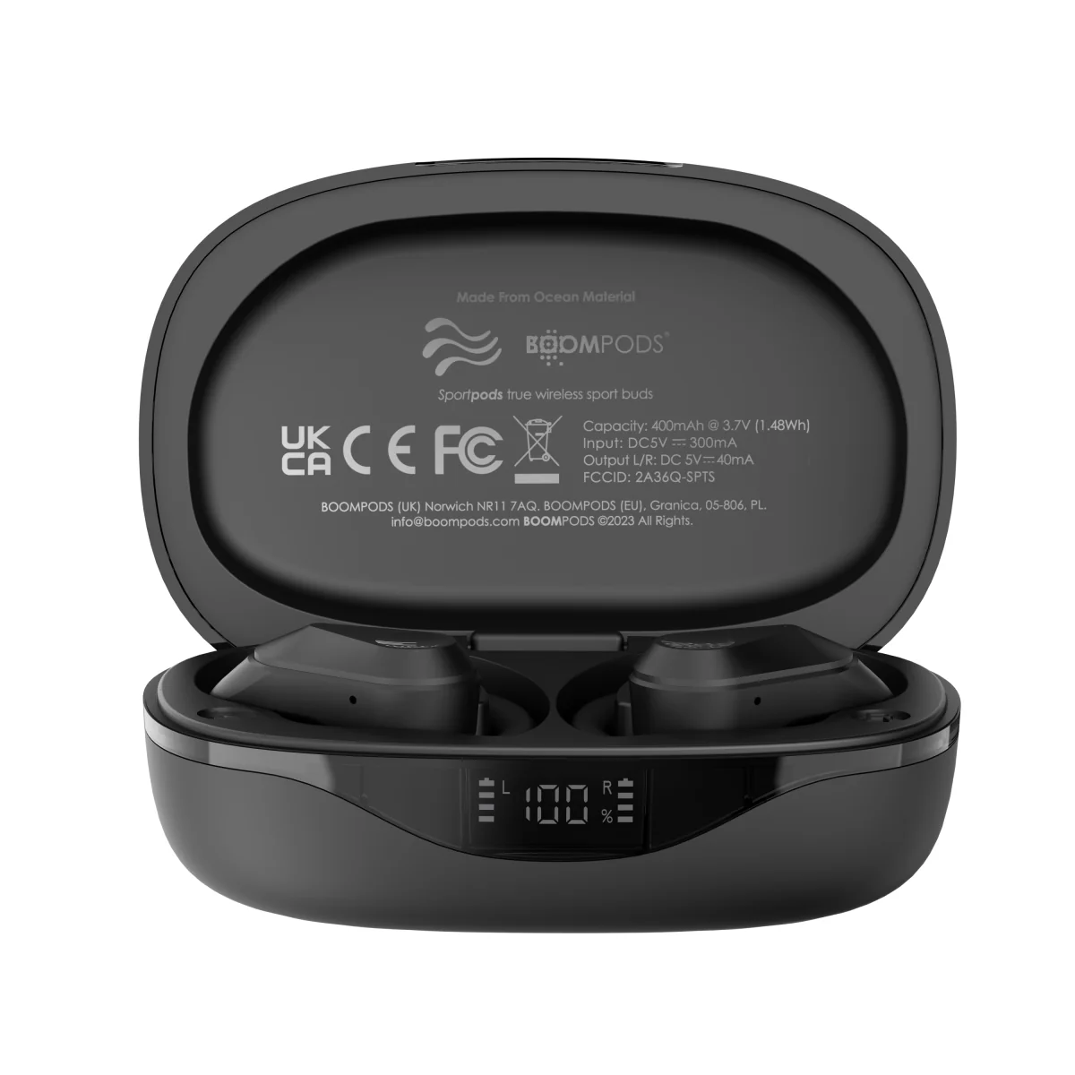 BOOMPODS sportpods OCEAN  bezdrôtové slúchadlá čierne