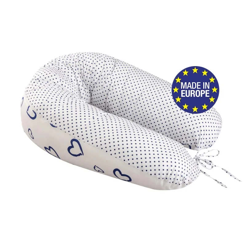 Bomimi ADOS univerzálny vankúš na dojčenie 150x30 SRDCIA-bodky modrá/biela