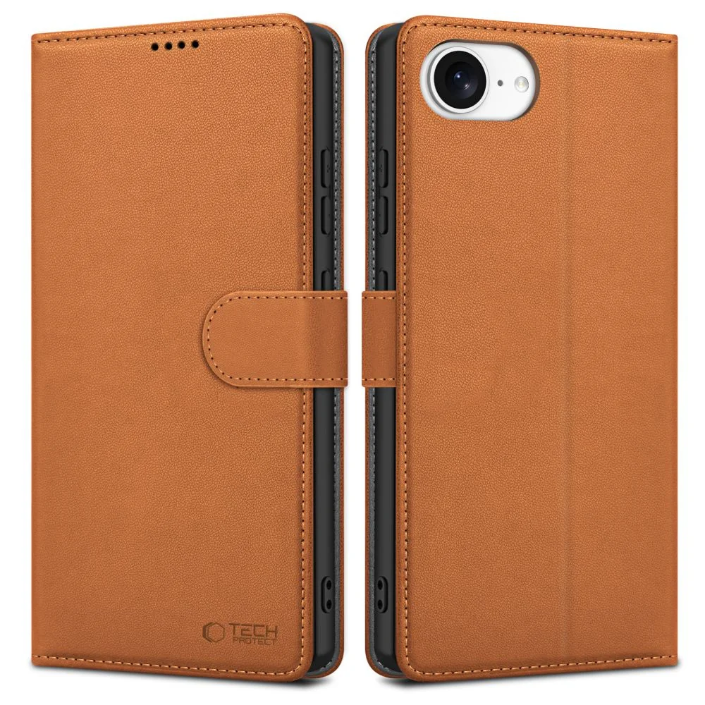 Tech-Protect Wallet knižkové puzdro na iPhone 16e, hnedé