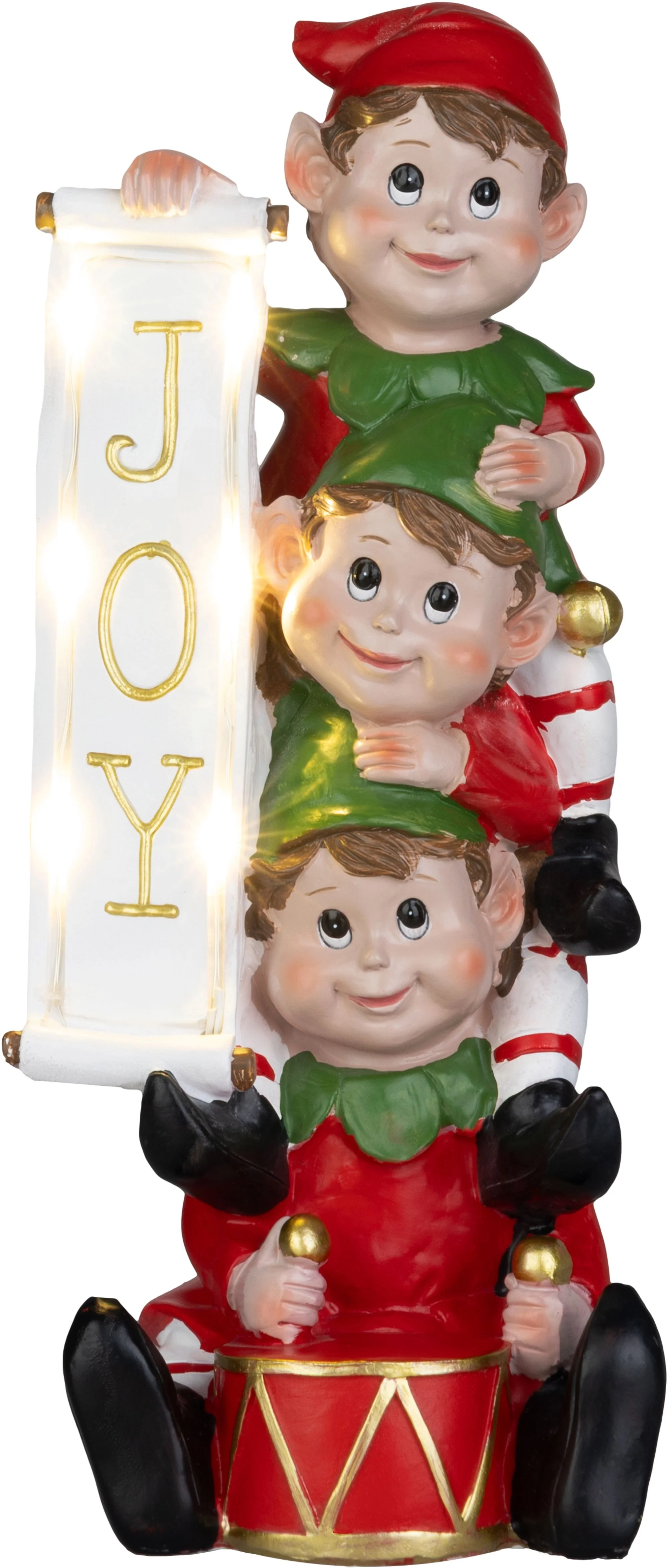 MagicHome vianoční LED škriatkovia, 1 ks S nápisom JOY, 12,5x13,3x30,5 cm
