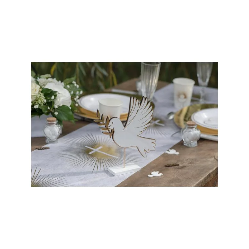 Santex Drevená dekorácia Holub biely 20,4cm