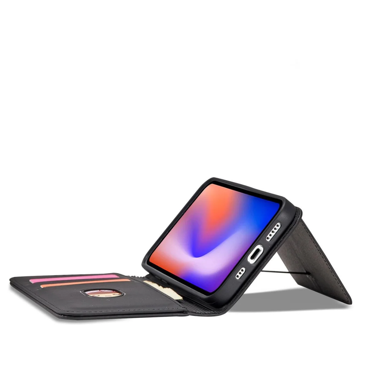 MG Magnet Card knižkové kožené puzdro na iPhone 12, čierne