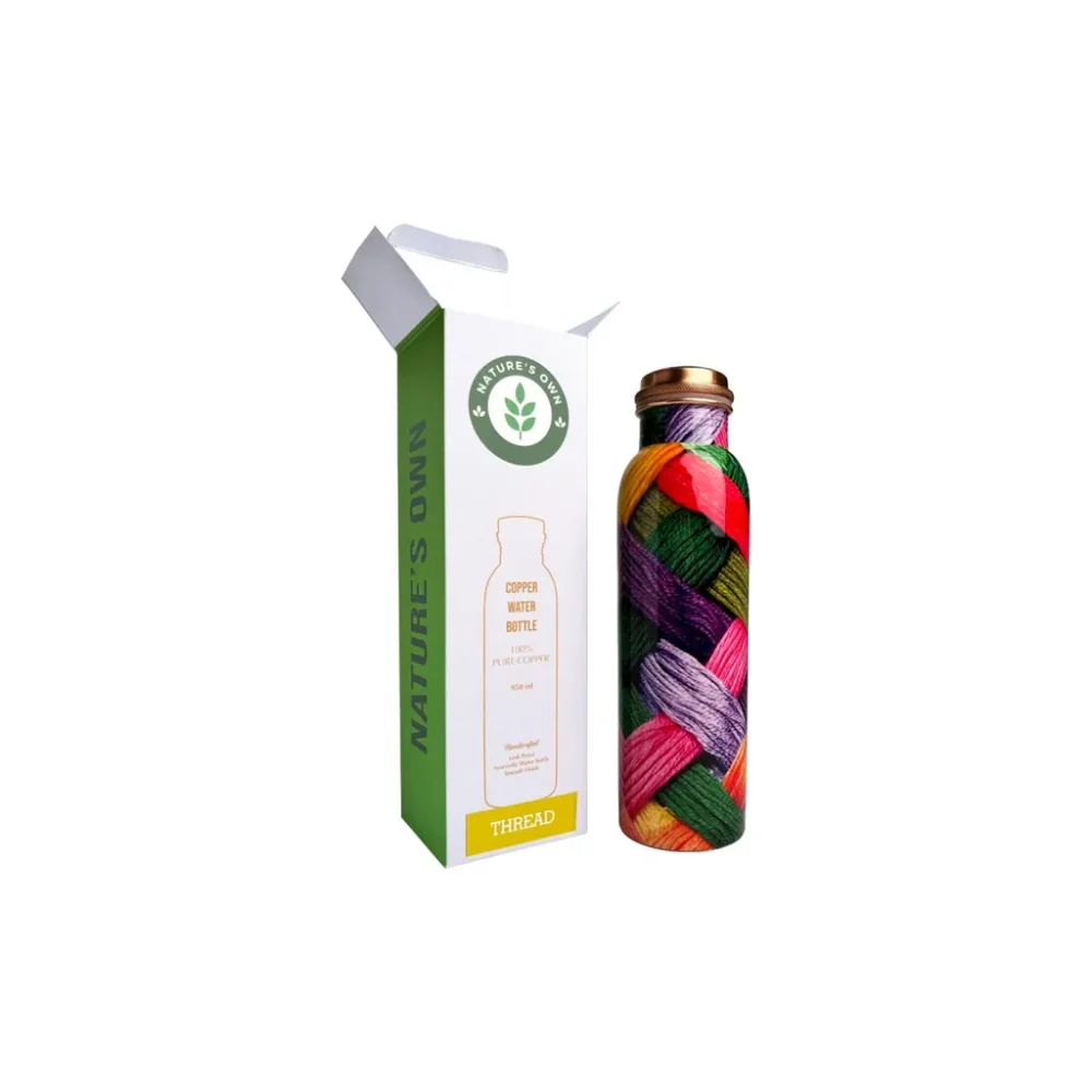 Medená fľaša na vodu vzor Vlna, 950 ml