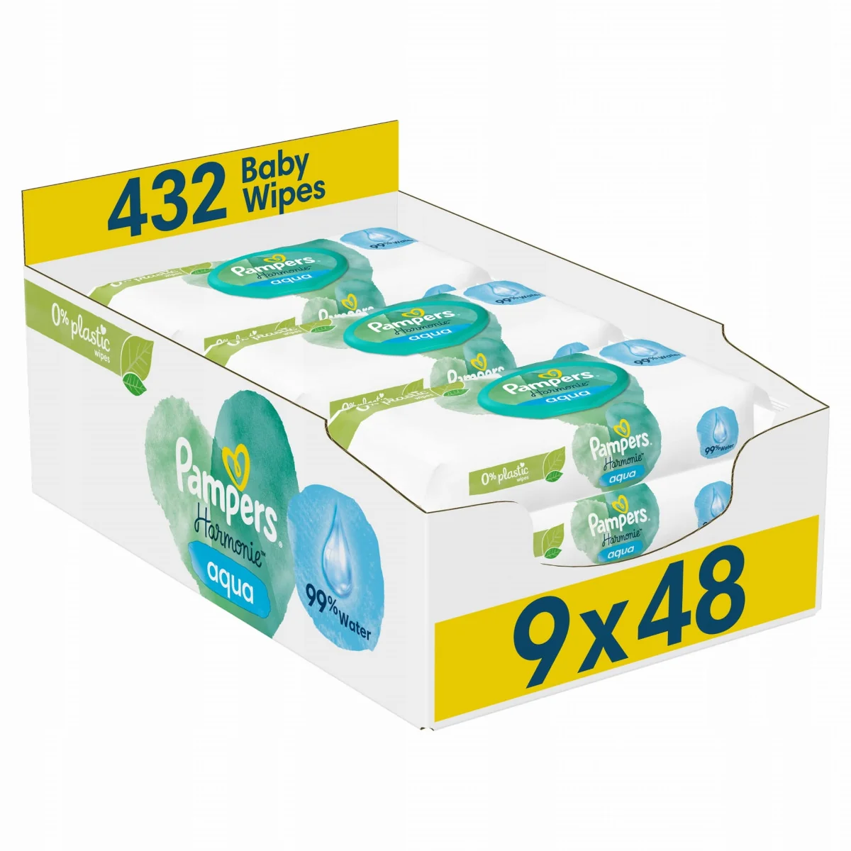 Pampers Wipes Box 432ks (9x48) Harmonie Aqua 9×48 ks, vlhčené obrúsky