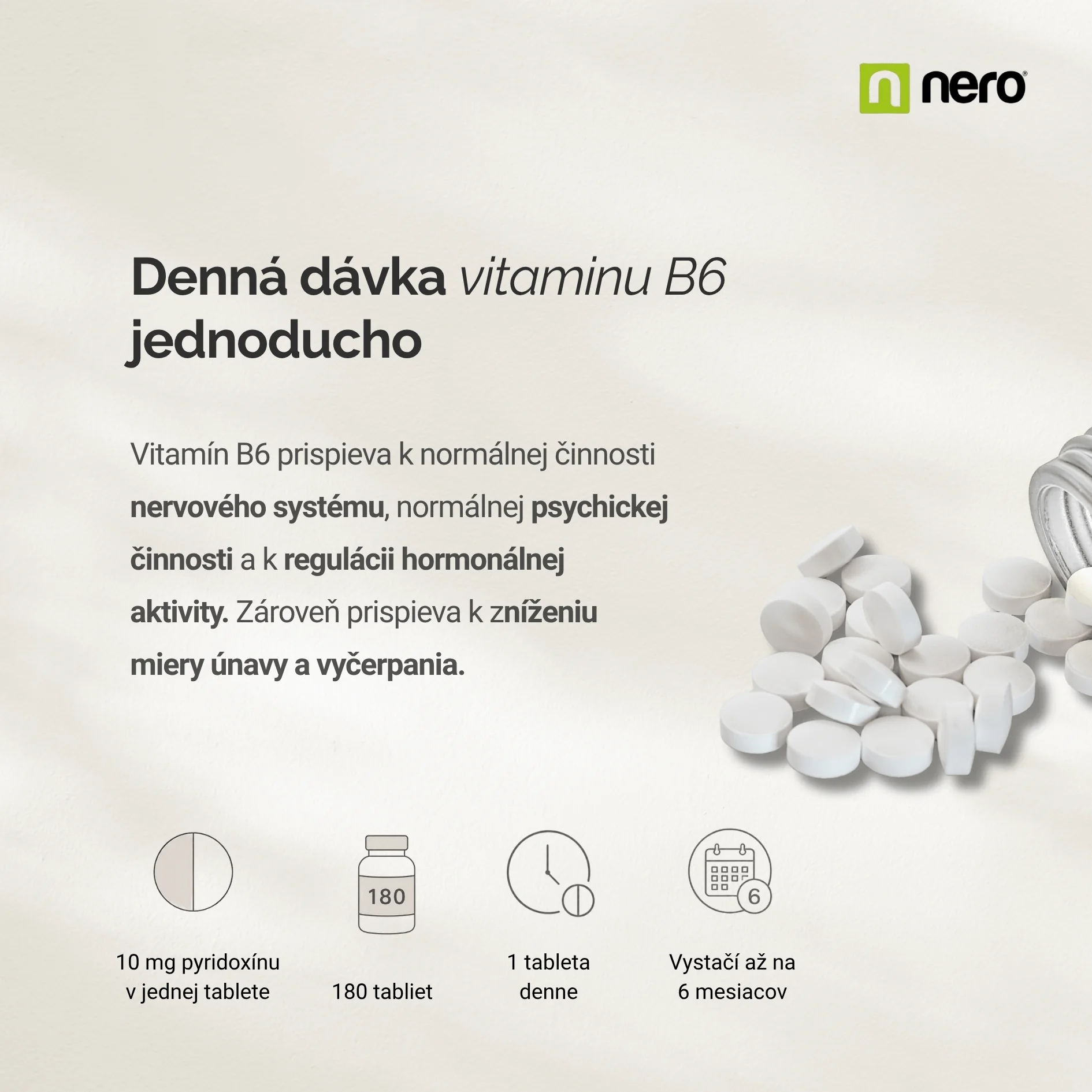 NERO Vitamin B6 Pyridoxin 10 mg 180 tabliet