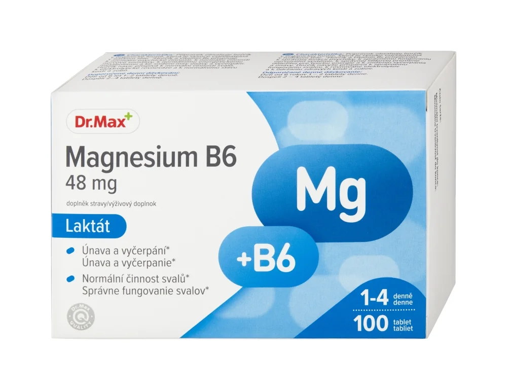 Dr. Max Magnesium B6 Laktát 1×100 tbl, výživový doplnok