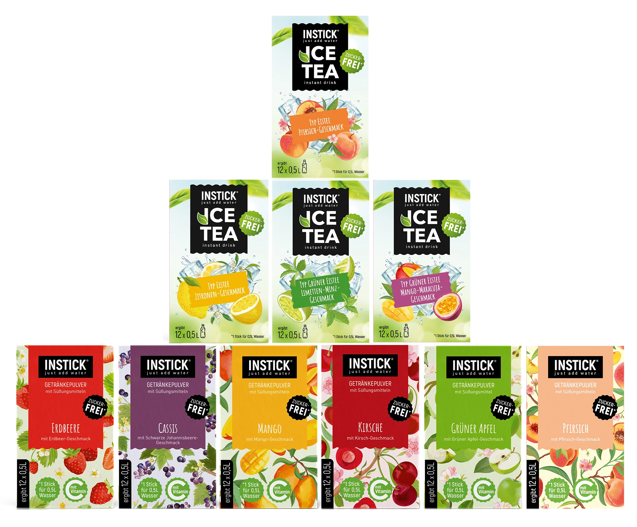 Ice Tea & Ovocný mix – akciový set instantných nápojov bez cukru 120 stickov na prípravu 60-120 lit nápoja bez cukru s vitamínom C
