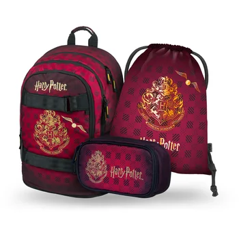 Baagl školský set Skate Harry Potter Rokfort vínový (batoh, peračník, vrecko)