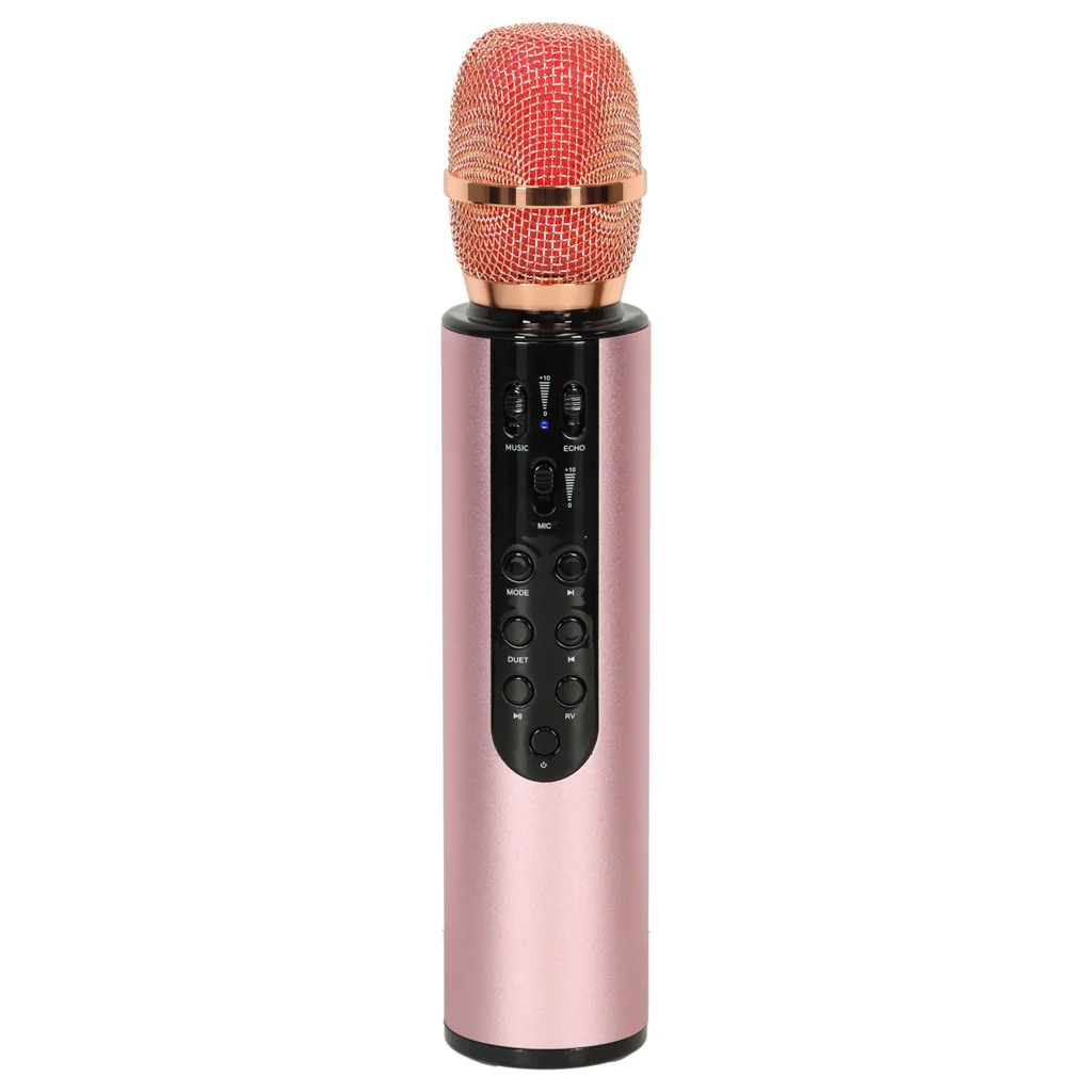 Bezdrôtový karaoke mikrofón detský, Bluetooth, 5 W, ružový