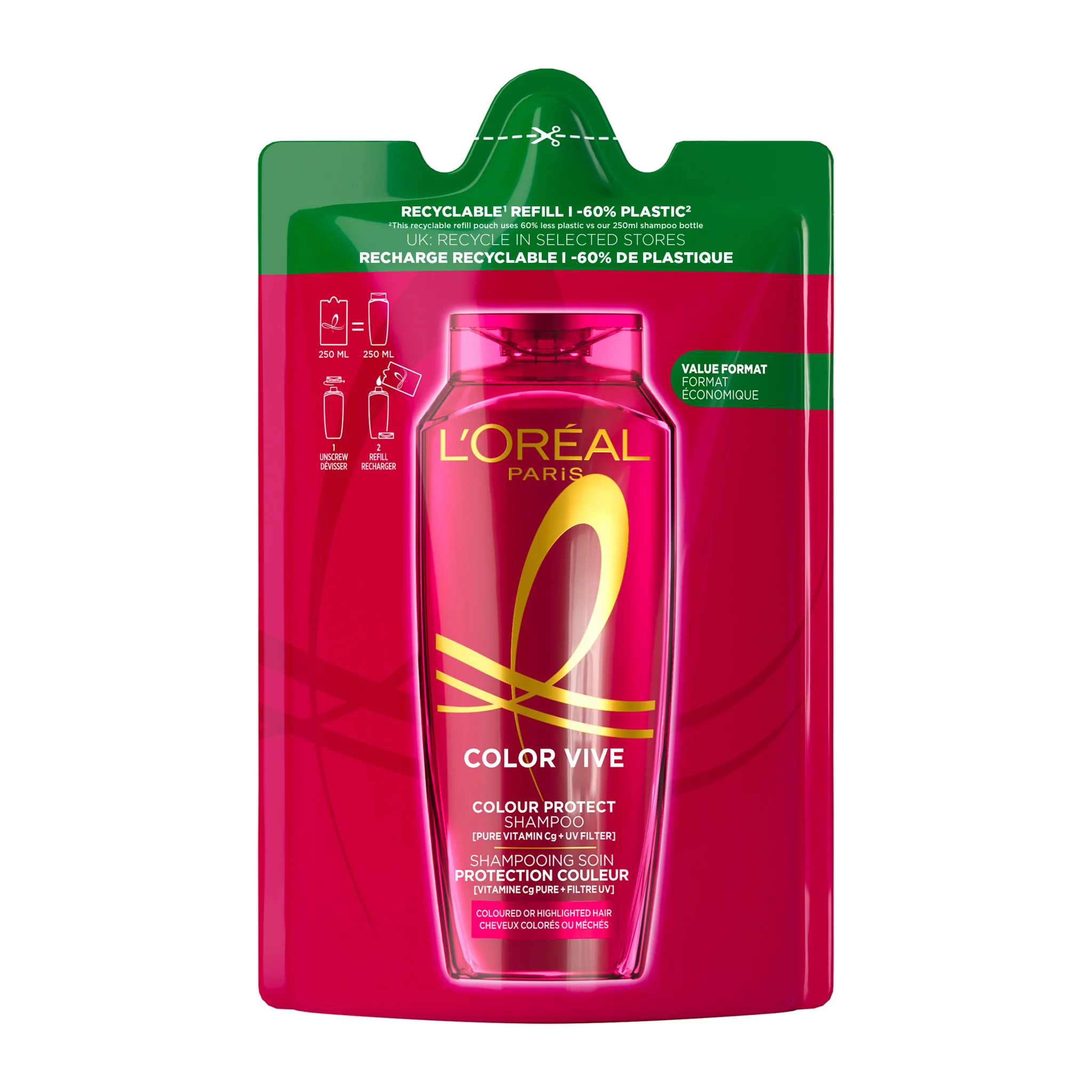 L'Oréal Paris Elseve Color Vive náhradná náplň do šampónu 1×250 ml, náplň do šampónu