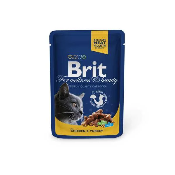 Brit Kapsička Cat Prem Pouches Kuracie+Morčacie 100g 1×100 g