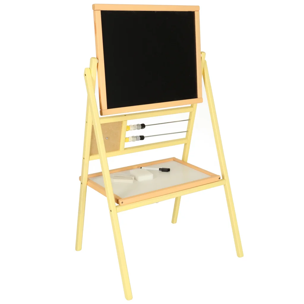 Drevená tabuľa 2v1 s počítadlom a hodinami – 30 × 56 × 90 cm