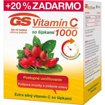 GS Vitamín C 1000 so šípkami 1×60 tbl, Vitamín C + šípky