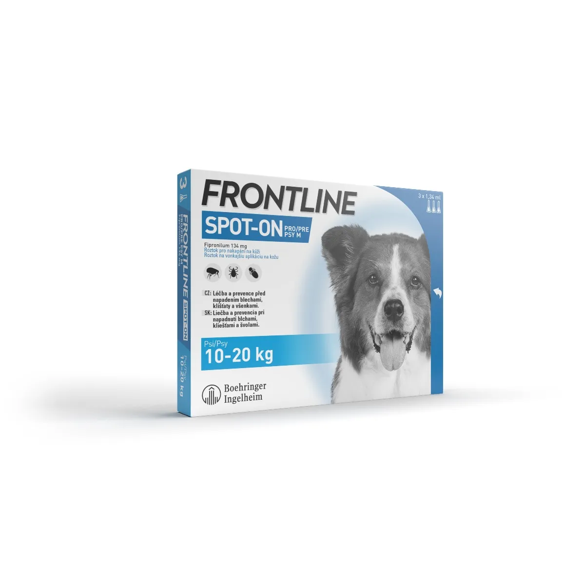 FRONTLINE spot-on pro DOG M  3 x 1,34 ml 3x1,34 ml, roztok pre psy