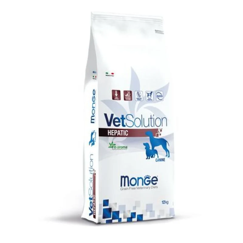 MONGE VetSolution Dog Hepatic 12kg diétne suché krmivo pre psov na podporu funkcie pečene v prípade chronického zlyhania pečene