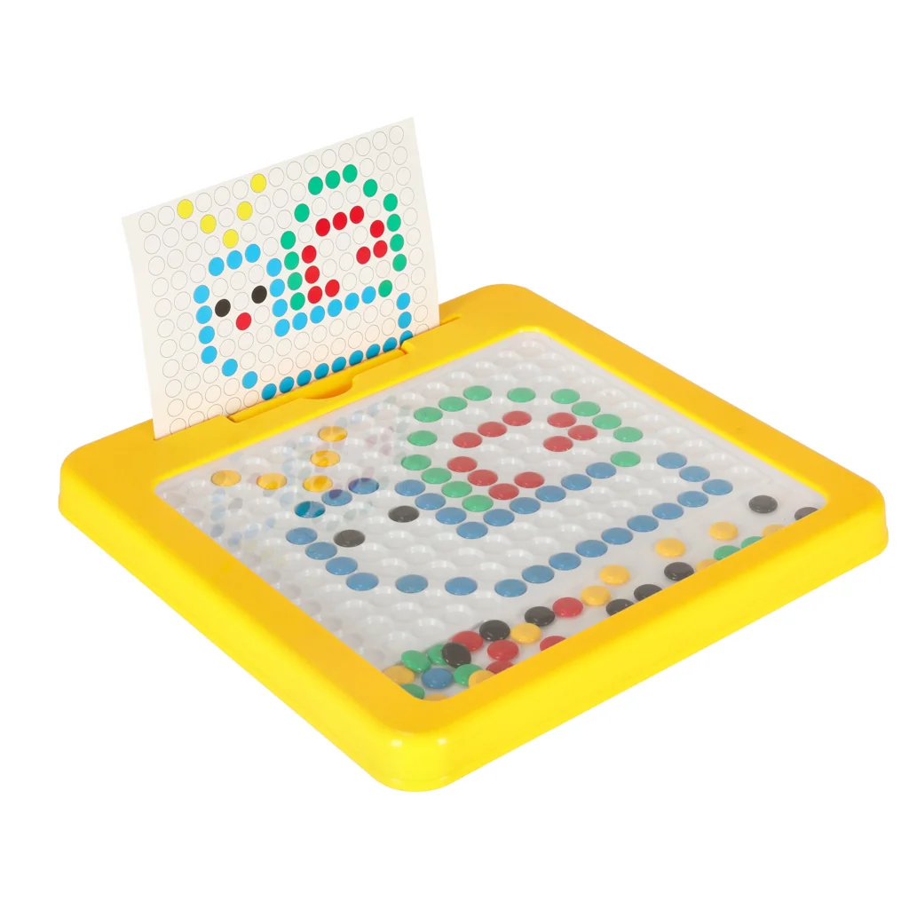 Magnetická mozaika Montessori – žltá tabuľa 26×26 cm