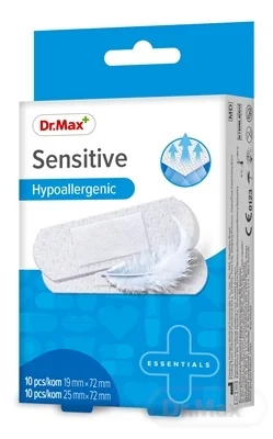 Dr. Max Náplasť Sensitive 2×10 ks, hypoalergénne náplasti (19 x 72 mm) x 10 ks + (25 x 72 mm) x 10 ks