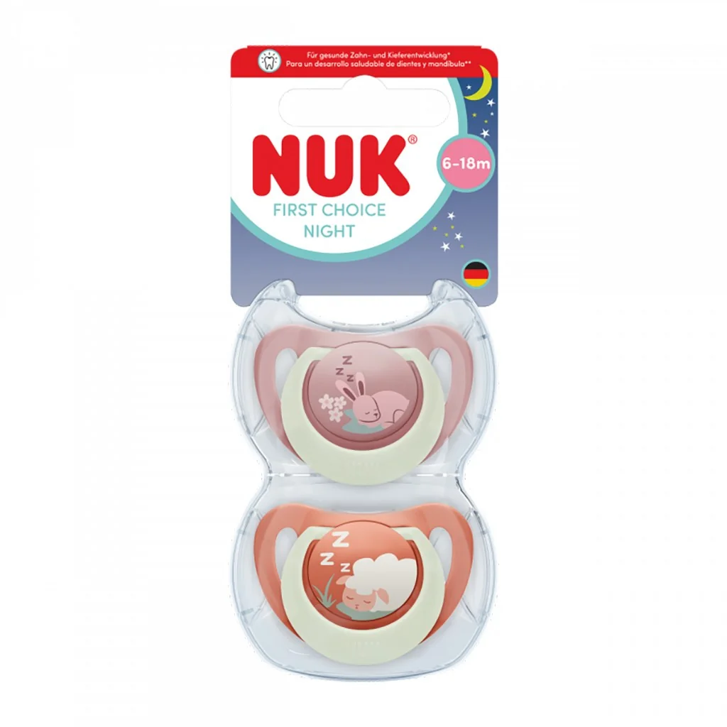 Cumlík NUK First Choice Night 6-18m 2 ks Bunny/Sheep 6-18 m, 20C59198
